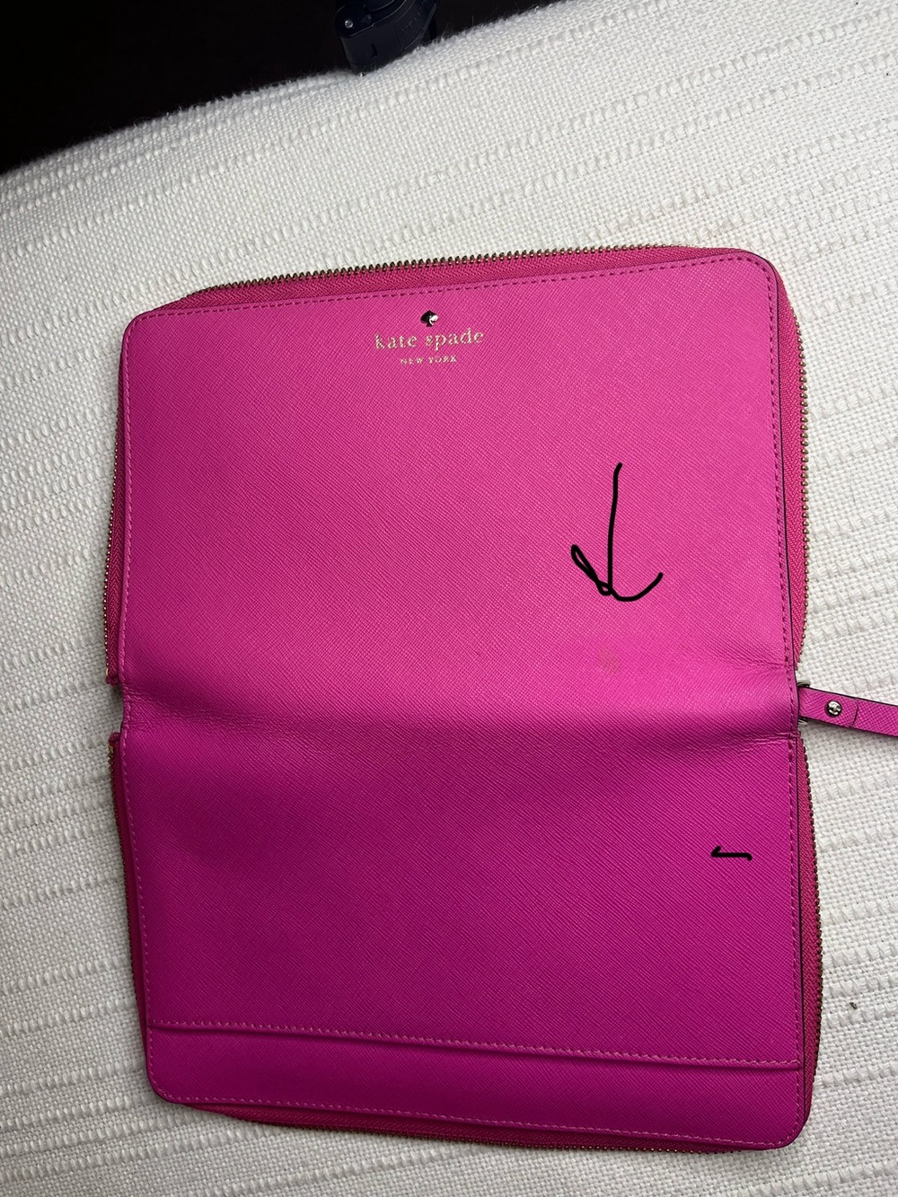 Kate Spade Saffiano Leather extra large Continental Wallet, bright fuchsia peony - Picture 15 of 16